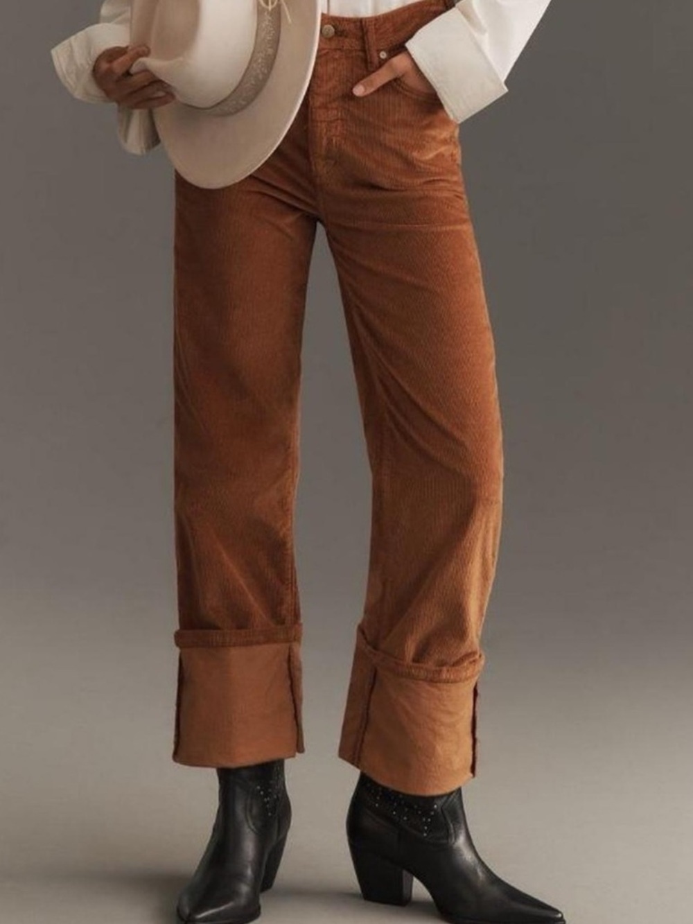 Anthropologie Pilcro Scotty Corduroy Cuffed High Rise Straight Leg Pants